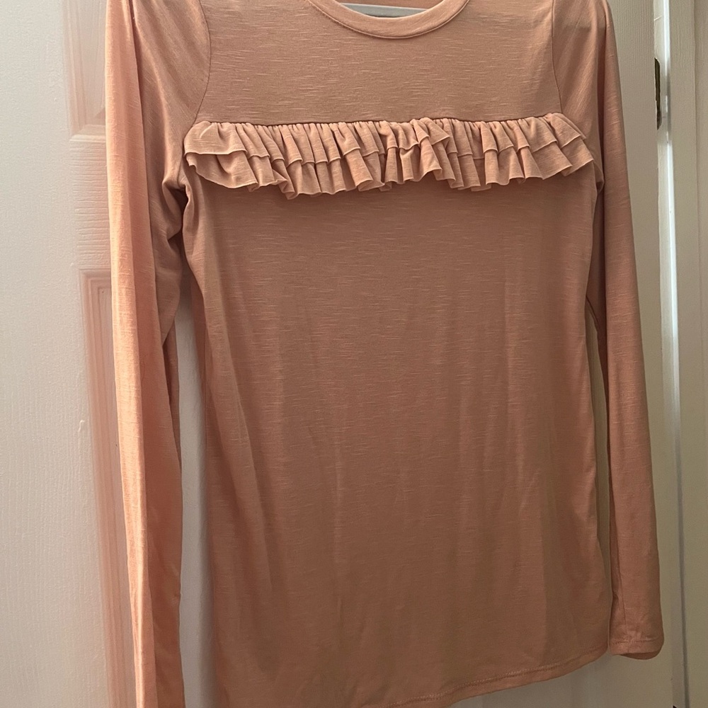 Poof! Pink Ruffled Long Sleeve Blouse